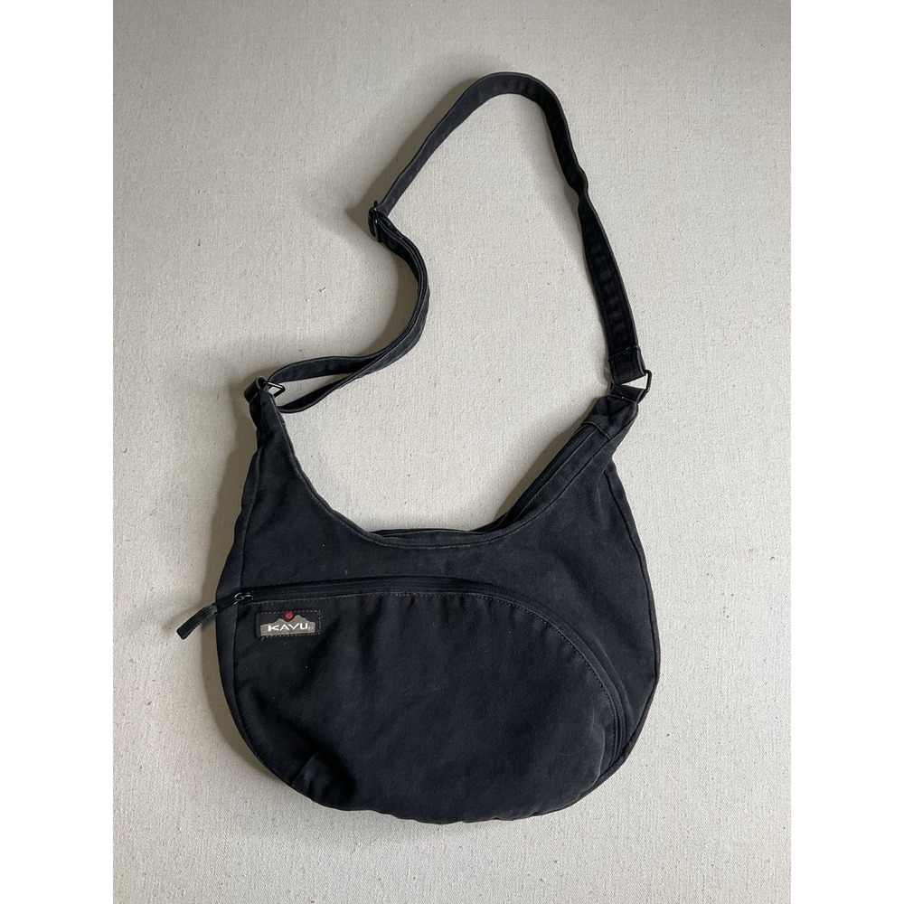 Kavu Sydney Satchel Black Cotton Canvas Shoulder Crossbody Bag